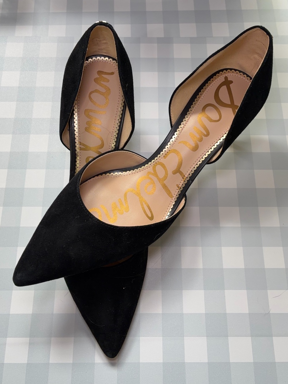 Sam Edelman size 11 Jaina d'Orsay black suede leather pointed toe pumps
